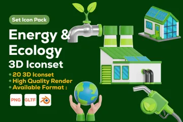 Energy And Ecology 3D Icon Pack