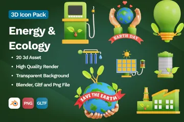 Energy & Ecology 3D Icon Pack