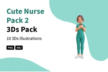 Pacote de enfermeira fofo 2 Pacote de Illustration 3D