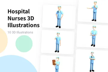 Enfermeiras Hospitalares Pacote de Illustration 3D