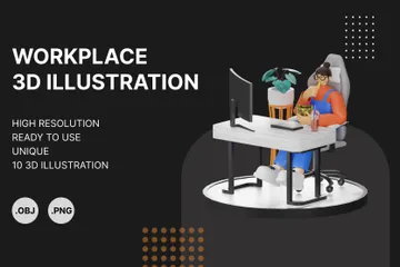 Enjoy Working 3D Illustration Pack