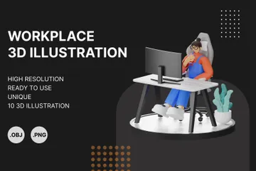 Enjoy Working 3D Illustration Pack