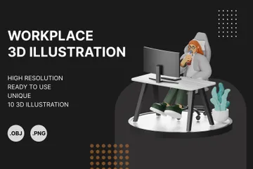 Enjoy Working 3D Illustration Pack