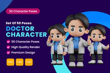 Ensemble de poses de personnages de docteur Pack 3D Illustration