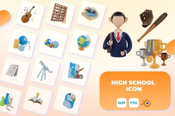 Ensino médio Pacote de Icon 3D