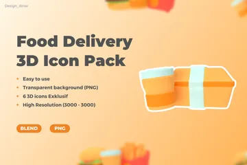 Entrega de alimentos Pacote de Icon 3D