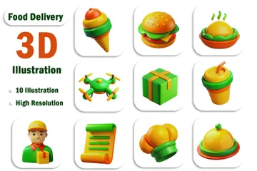 Entrega de comida Paquete de Icon 3D