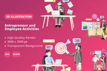Entrepreneur And Employee Activities 3D Illustration Pack