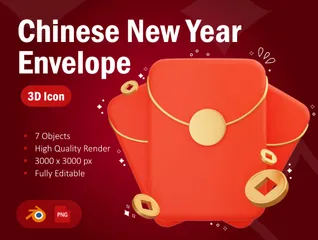 Envelope de Ano Novo Chinês Pacote de Icon 3D