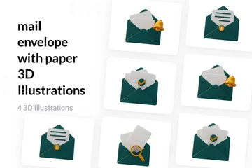 Enveloppe de courrier avec du papier Pack 3D Illustration