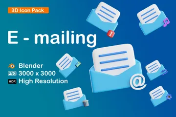 Enviando e-mail Pacote de Icon 3D