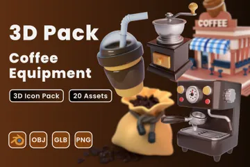 Equipamento de café Pacote de Icon 3D