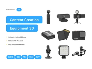 Equipamento de criação de conteúdo Pacote de Icon 3D