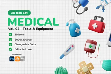 Ferramentas e equipamentos médicos Pacote de Illustration 3D
