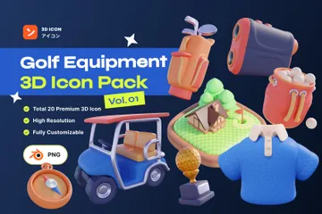 Equipamento de golfe Pacote de Icon 3D