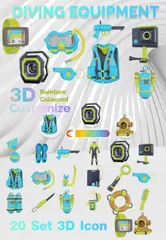 Equipamento de mergulho Pacote de Icon 3D