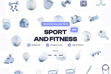 Equipamentos esportivos e de ginástica Pacote de Icon 3D