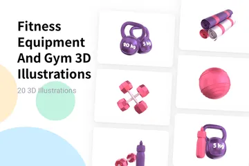 Équipement de fitness et salle de sport Pack 3D Illustration