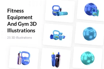 Équipement de fitness et salle de sport Pack 3D Illustration