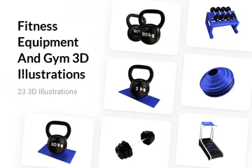 Équipement de fitness et salle de sport Pack 3D Illustration