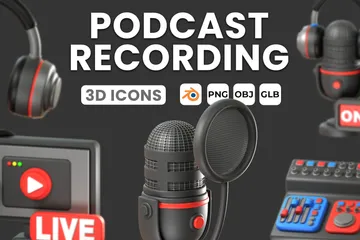 Équipement de podcast Pack 3D Icon