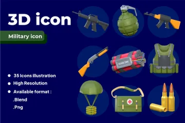 Equipamiento militar Paquete de Icon 3D