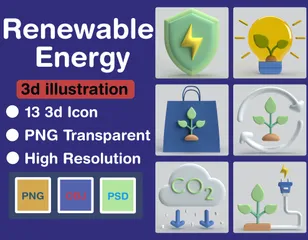 Erneuerbare Energie 3D Icon Pack