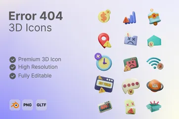 Error 404 3D Icon Pack
