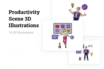 Escena de productividad Paquete de Illustration 3D