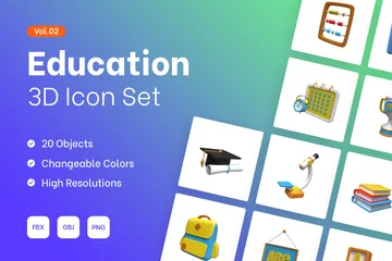 Escola e Educação Pacote de Illustration 3D