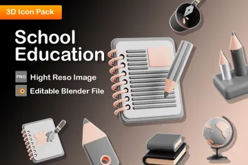 Escola e Educação Pacote de Icon 3D