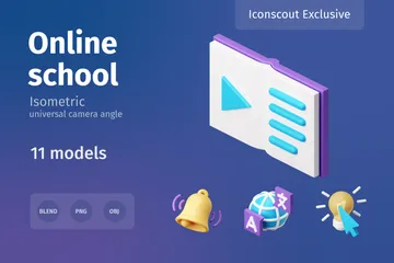 Escola on-line Pacote de Illustration 3D