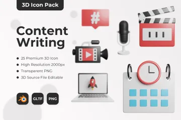 Redação de conteúdo Pacote de Icon 3D