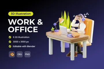 Escritório de trabalho Pacote de Illustration 3D