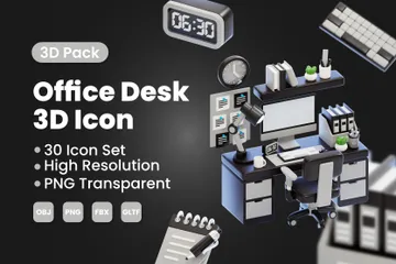 Escritorio de oficina Paquete de Icon 3D