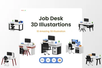 Escritorio de trabajo Paquete de Illustration 3D