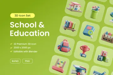 Escuela 3D Icon Pack