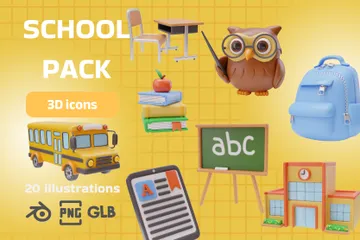 Escuela 3D Icon Pack