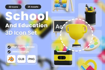 Escuela y educación Paquete de Icon 3D