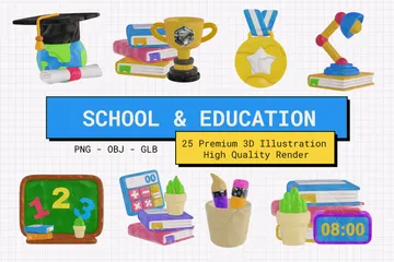 Escuela y educación Paquete de Icon 3D