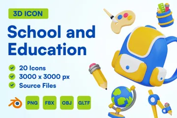 Escuela y educación Paquete de Icon 3D