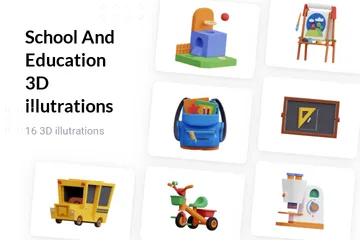 Escuela y educación Paquete de Illustration 3D