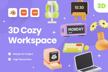 Espaço de trabalho aconchegante Pacote de Icon 3D