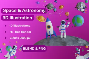 Espaço e Astronomia Pacote de Illustration 3D