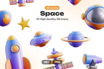 Espaço e Planeta Pacote de Icon 3D