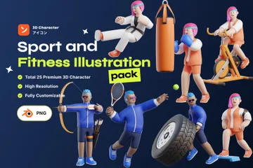 Esporte e preparação física Pacote de Illustration 3D