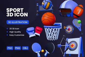 Jogo de esporte Pacote de Icon 3D