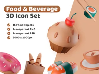 Essen & Getränke 3D Illustration Pack