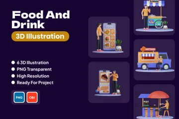 Essen und Trinken 3D Illustration Pack