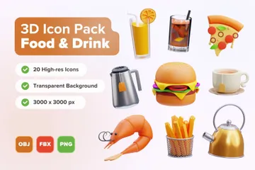 Essen und Trinken 3D Icon Pack